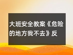 大班安全教案《危險的地方我不去》反思