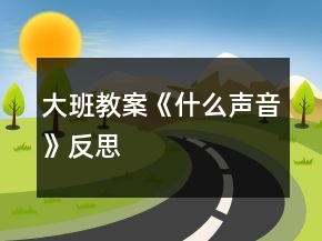 大班教案《什么聲音》反思