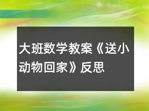 大班數(shù)學(xué)教案《送小動(dòng)物回家》反思