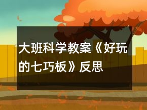大班科學(xué)教案《好玩的七巧板》反思