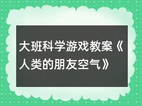 大班科學(xué)游戲教案《人類(lèi)的朋友（空氣）》反思