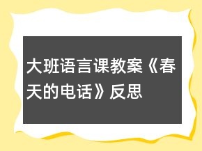 大班語(yǔ)言課教案《春天的電話》反思