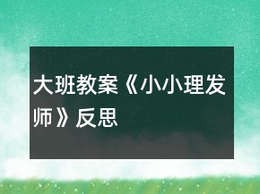 大班教案《小小理發(fā)師》反思