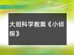 大班科學(xué)教案《小偵探》