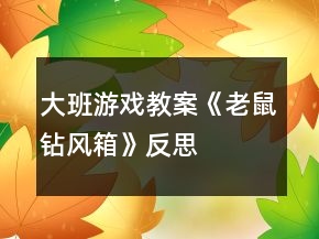 大班游戲教案《老鼠鉆風(fēng)箱》反思