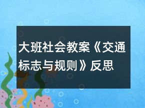 大班社會(huì)教案《交通標(biāo)志與規(guī)則》反思