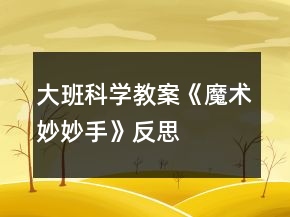 大班科學教案《魔術妙妙手》反思