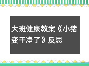 大班健康教案《小豬變干凈了》反思