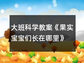 大班科學(xué)教案《果實(shí)寶寶們長(zhǎng)在哪里》反思