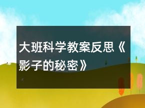 大班科學教案反思《影子的秘密》