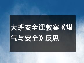 大班安全課教案《煤氣與安全》反思