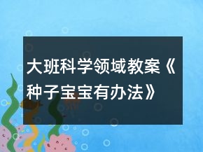 大班科學領域教案《種子寶寶有辦法》反思