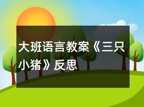 大班語言教案《三只小豬》反思