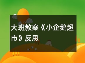 大班教案《小企鵝超市》反思