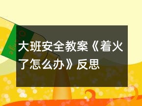 大班安全教案《著火了怎么辦》反思
