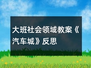 大班社會領域教案《汽車城》反思
