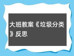 大班教案《垃圾分類》反思