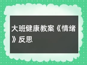 大班健康教案《情緒》反思