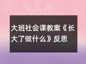 大班社會(huì)課教案《長(zhǎng)大了做什么》反思