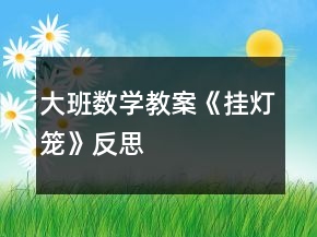 大班數(shù)學(xué)教案《掛燈籠》反思
