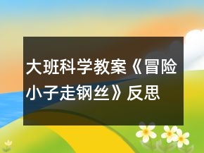 大班科學(xué)教案《冒險(xiǎn)小子走鋼絲》反思