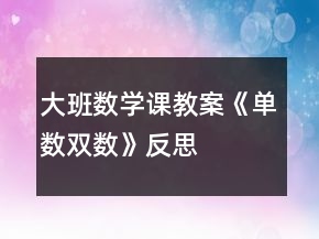 大班數(shù)學(xué)課教案《單數(shù)、雙數(shù)》反思