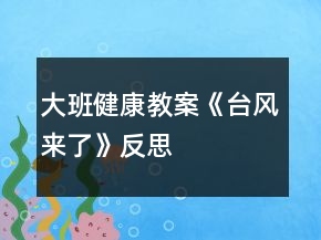 大班健康教案《臺風來了》反思
