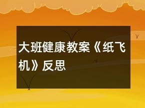 大班健康教案《紙飛機》反思
