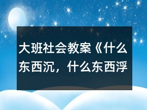 大班社會教案《什么東西沉，什么東西浮》反思