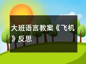 大班語言教案《飛機(jī)》反思