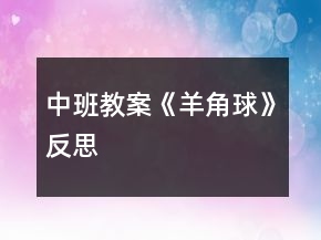 中班教案《羊角球》反思