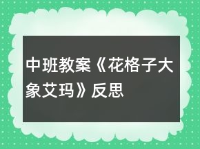 中班教案《花格子大象艾瑪》反思