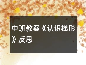 中班教案《認識梯形》反思