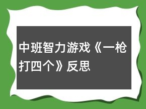 中班智力游戲《一槍打四個(gè)》反思