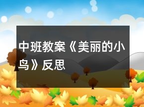 中班教案《美麗的小鳥》反思