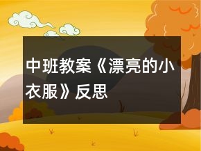 中班教案《漂亮的小衣服》反思