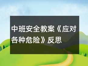 中班安全教案《應(yīng)對各種危險》反思
