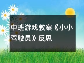 中班游戲教案《小小駕駛員》反思