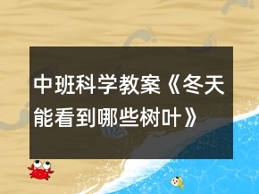 中班科學(xué)教案《冬天能看到哪些樹(shù)葉》反思