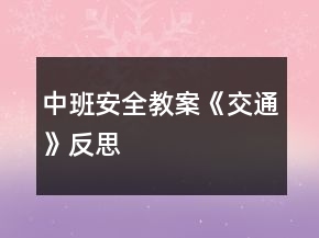 中班安全教案《交通》反思