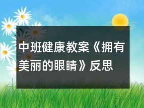 中班健康教案《擁有美麗的眼睛》反思