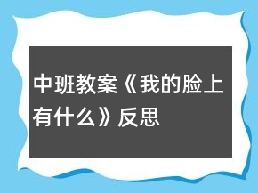 中班教案《我的臉上有什么》反思