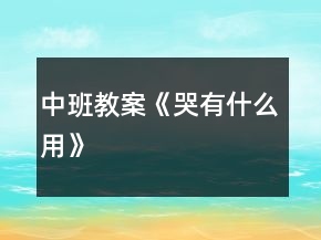 中班教案《哭有什么用》