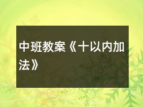 中班教案《十以內(nèi)加法》