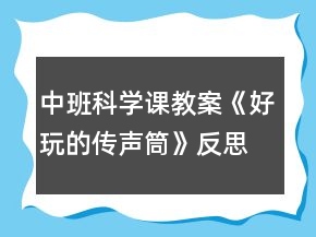 中班科學(xué)課教案《好玩的傳聲筒》反思