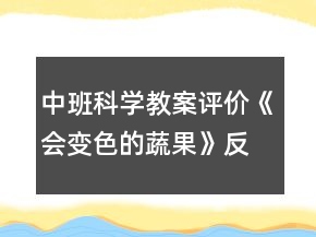 中班科學(xué)教案評價《會變色的蔬果》反思