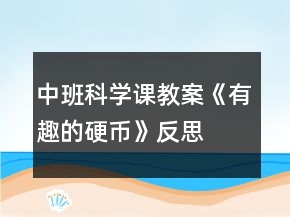 中班科學課教案《有趣的硬幣》反思