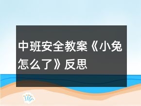 中班安全教案《小兔怎么了》反思