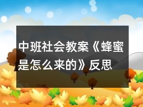 中班社會(huì)教案《蜂蜜是怎么來(lái)的》反思