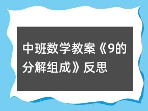 中班數(shù)學(xué)教案《9的分解組成》反思